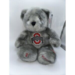 vintage Ohio State GO BUCKs gray teddy bear Plays Music Works Well 13” With Tags